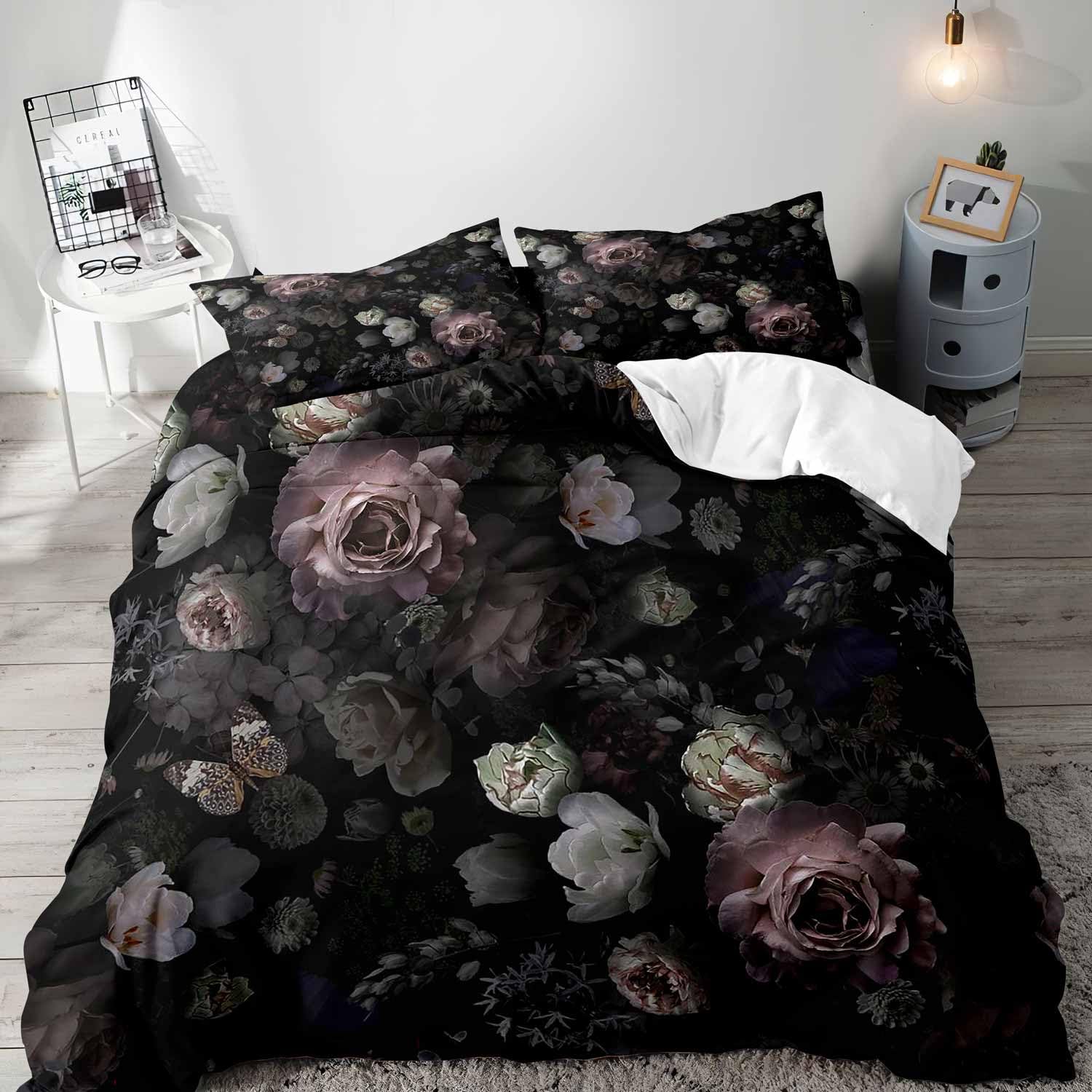 Aesthetic Floral Duvet Cover - Set Seprai Queen Penutup Selimut Bunga