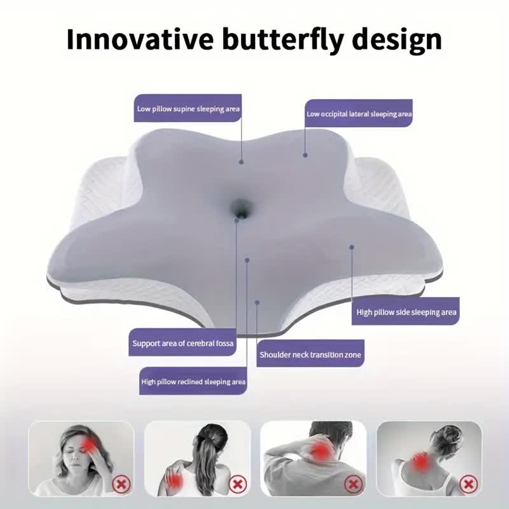 Memory Foam Orthopedic Pillow Neck Pain - Bantal Busa Memori Berbentuk Kupu-kupu, Bantal