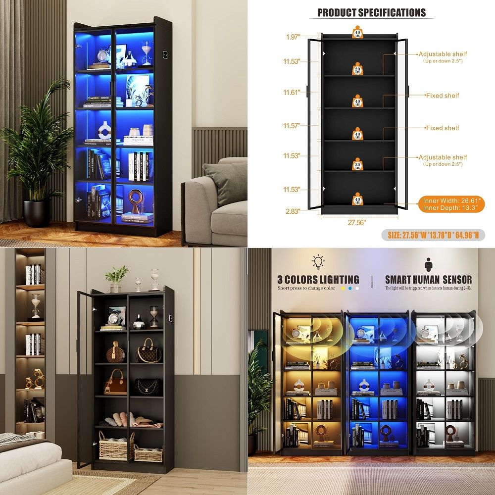 Lighting - Lemari Pajangan dengan Rak yang Dapat