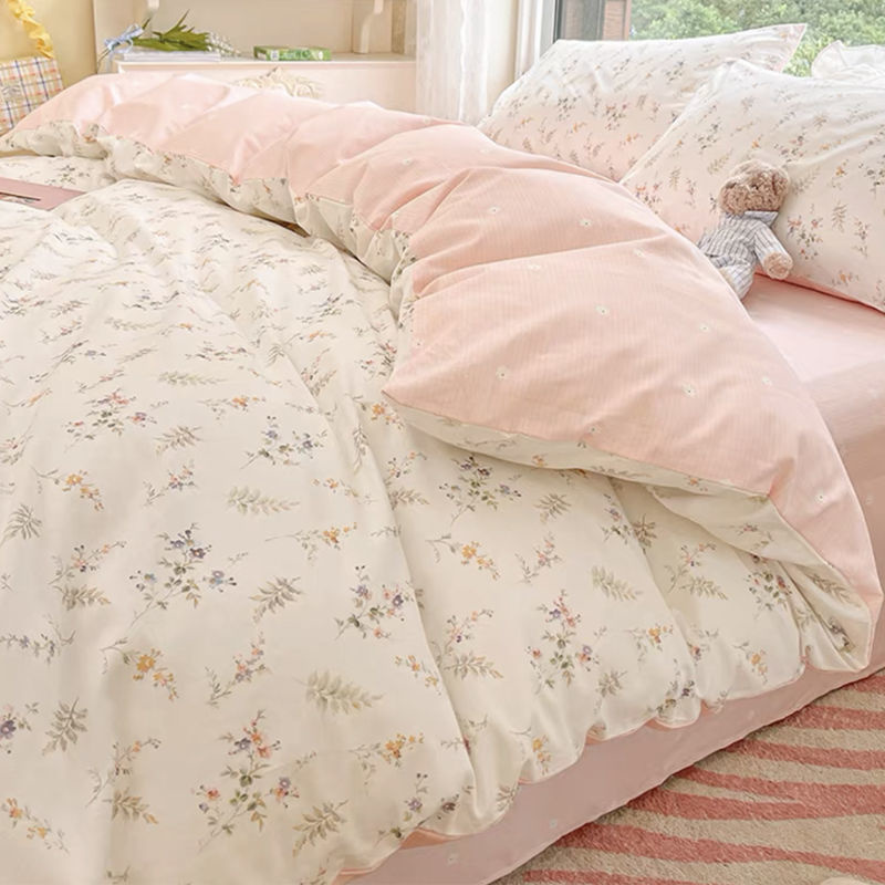 Aesthetic Floral Duvet Cover - Ins sarung bantal sprei bunga merah