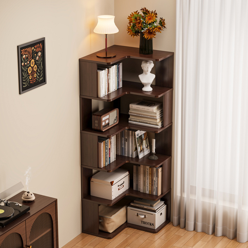 Storage & Organization - Rak buku sudut kayu solid HYS,