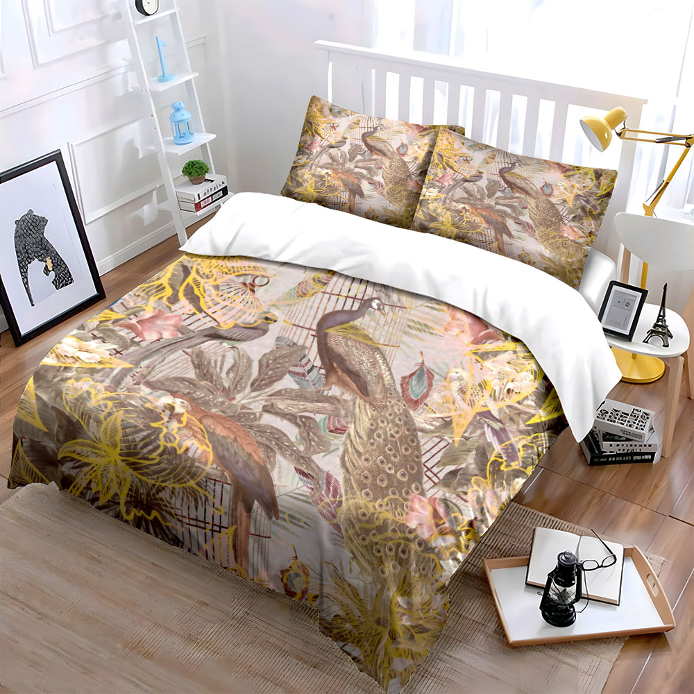 Set Sprei Kandang Burung Merak - Aesthetic Floral Duvet Cover ulasan dan harga
