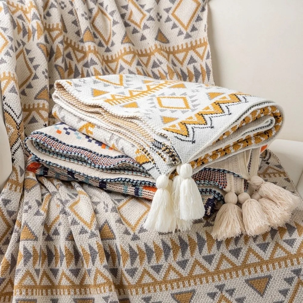 Selimut Rajut Tebal Vintage Ga - Boho Throw Blanket Fringe ulasan dan harga