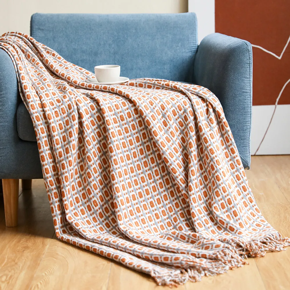 Selimut Rajut Jacquard Motif G - Boho Throw Blanket Fringe ulasan dan harga
