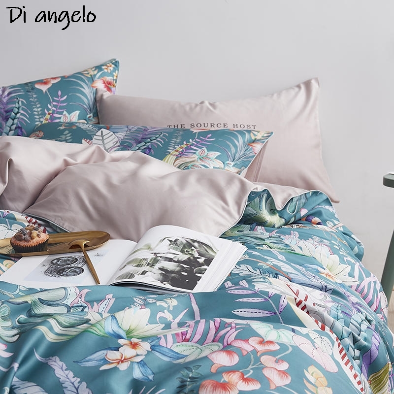 600TC 4Pcs Set Sprei Katun Mes - Aesthetic Floral Duvet Cover ulasan dan harga