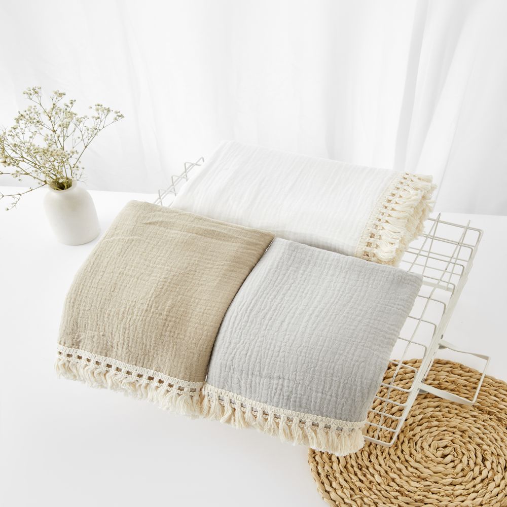 Selimut Berpinggiran Kain Katu - Muslin Cotton Bedspread ulasan dan harga