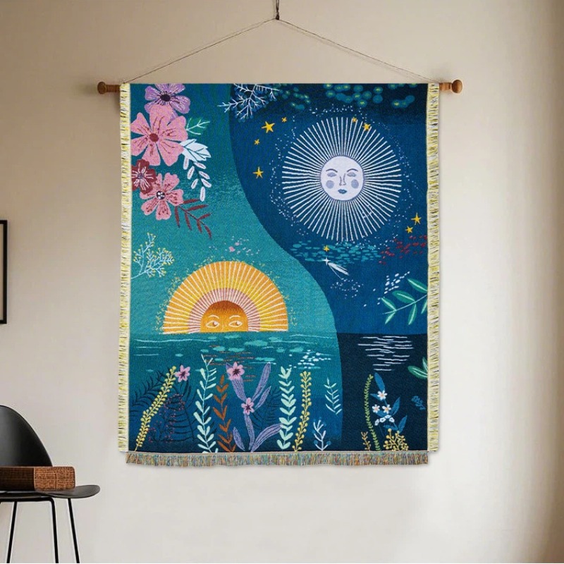 Tapestry Tenun Motif Matahari  - Boho Throw Blanket Fringe ulasan dan harga