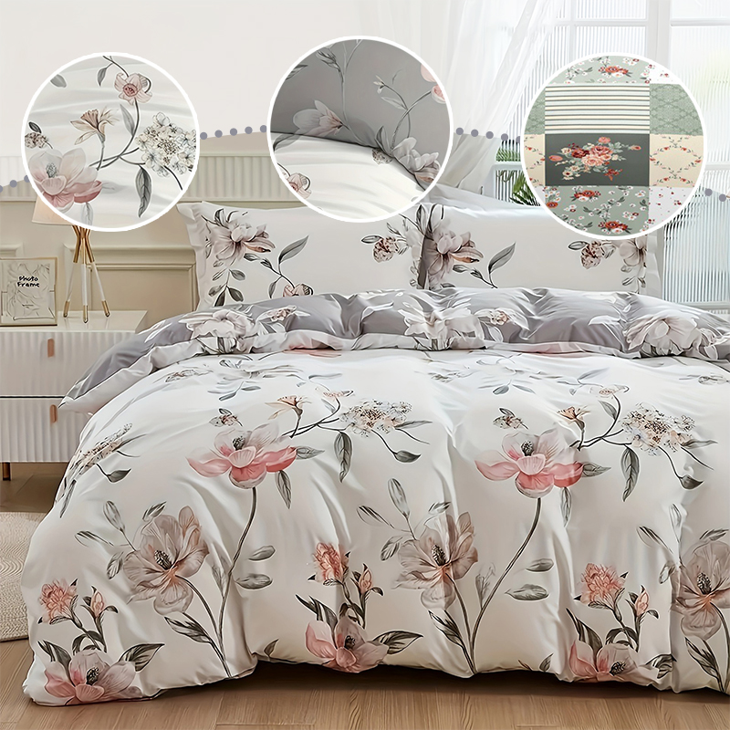 2/3PCS Set Sprei Motif Bunga H - Aesthetic Floral Duvet Cover ulasan dan harga