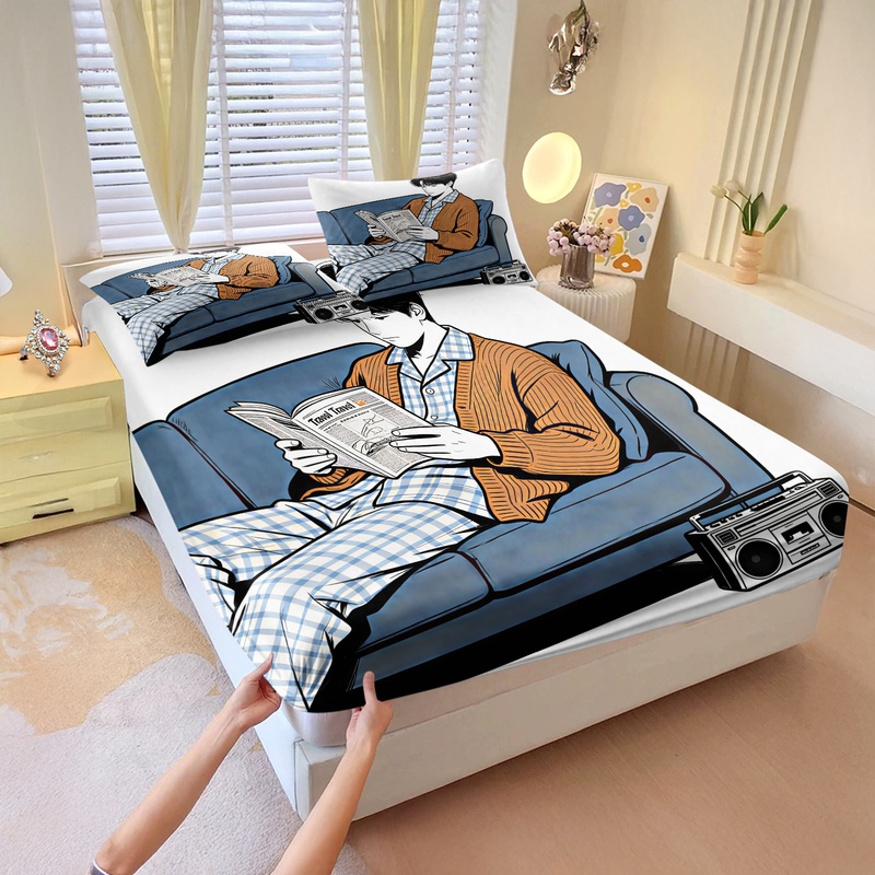 Set Sprei Kasur Elastis Motif  - Fitted Bed Sheets Deep Pocket ulasan dan harga