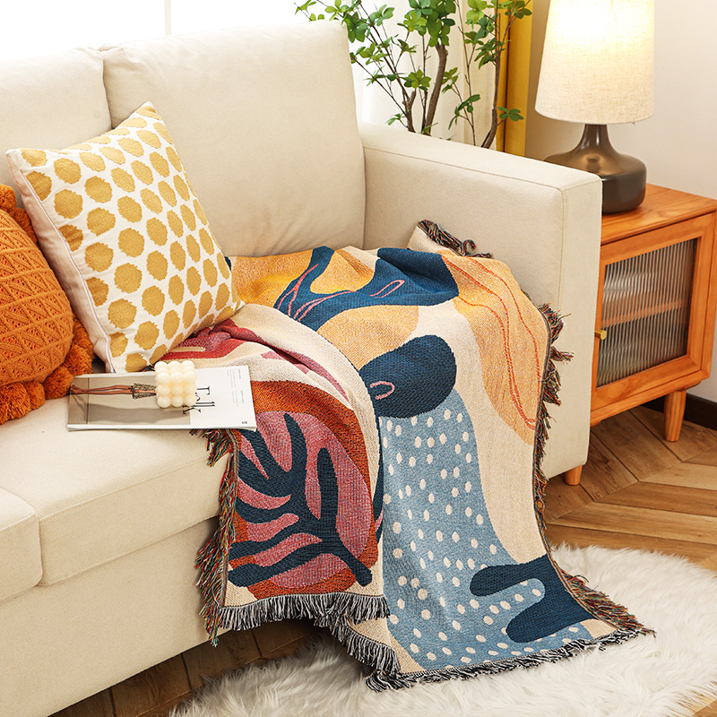 Tekstil City Ins pola tanaman  - Boho Throw Blanket Fringe ulasan dan harga