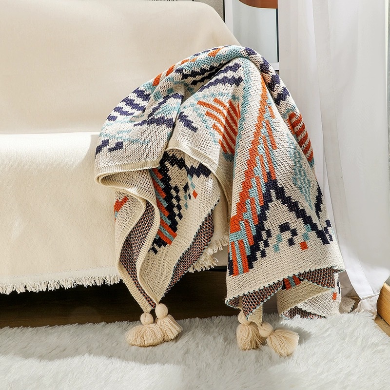 Selimut Rajut Boho Southwester - Boho Throw Blanket Fringe ulasan dan harga